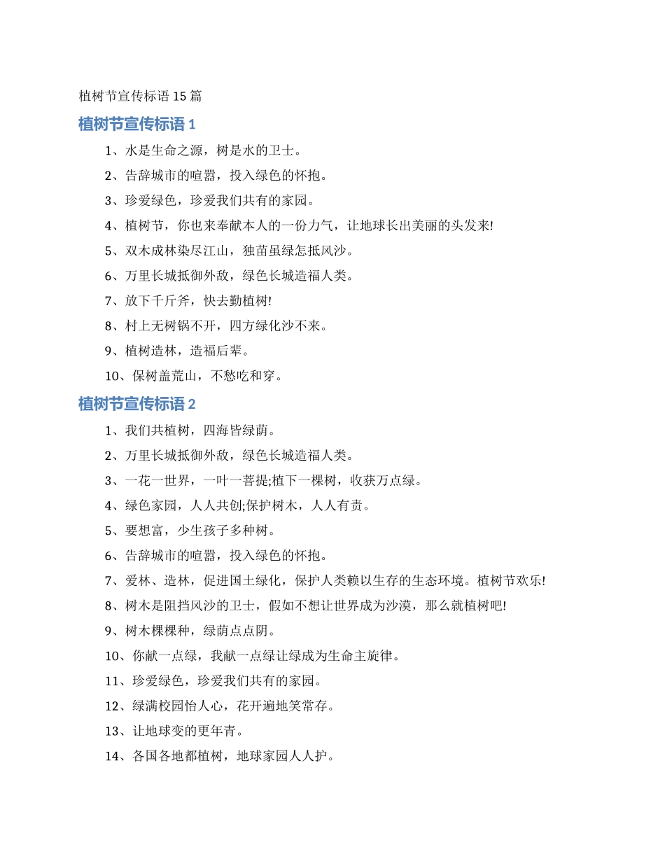 植树节宣传标语15篇_第1页