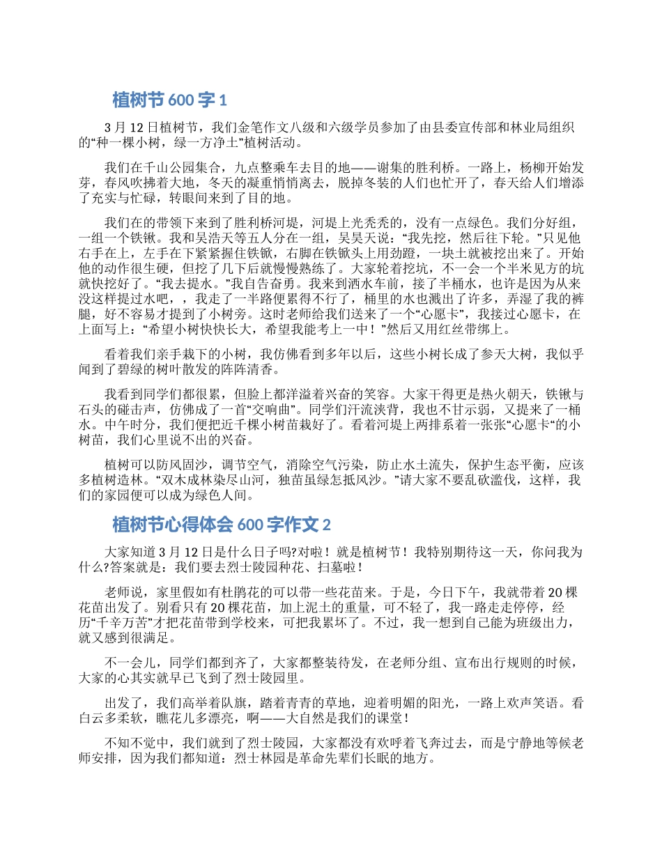植树节心得体会600字作文精选5篇_第1页