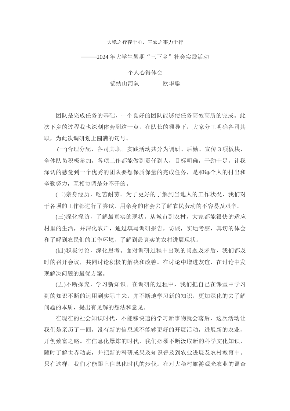 欧华聪-三下乡总结_第1页