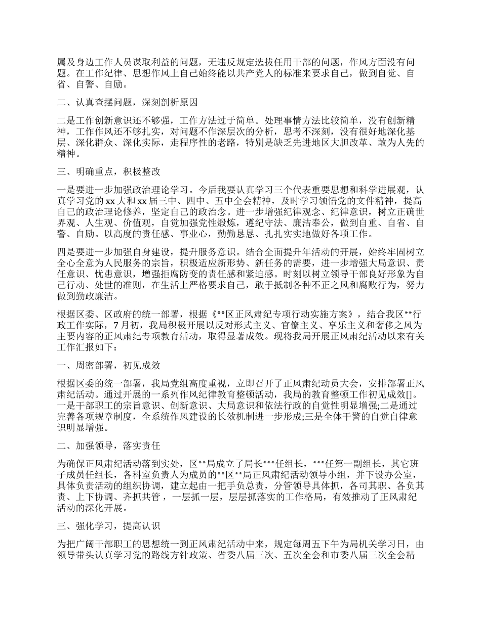 正风肃纪个人自查报告_第3页