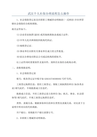 武汉个人社保办理流程怎么操作