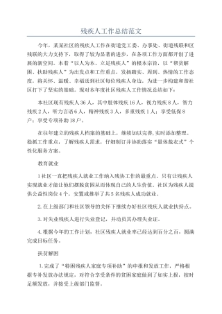残疾人工作总结范文