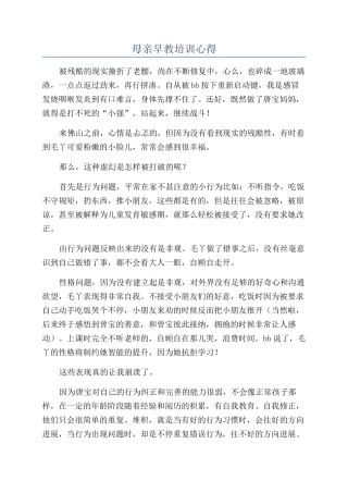 母亲早教培训心得
