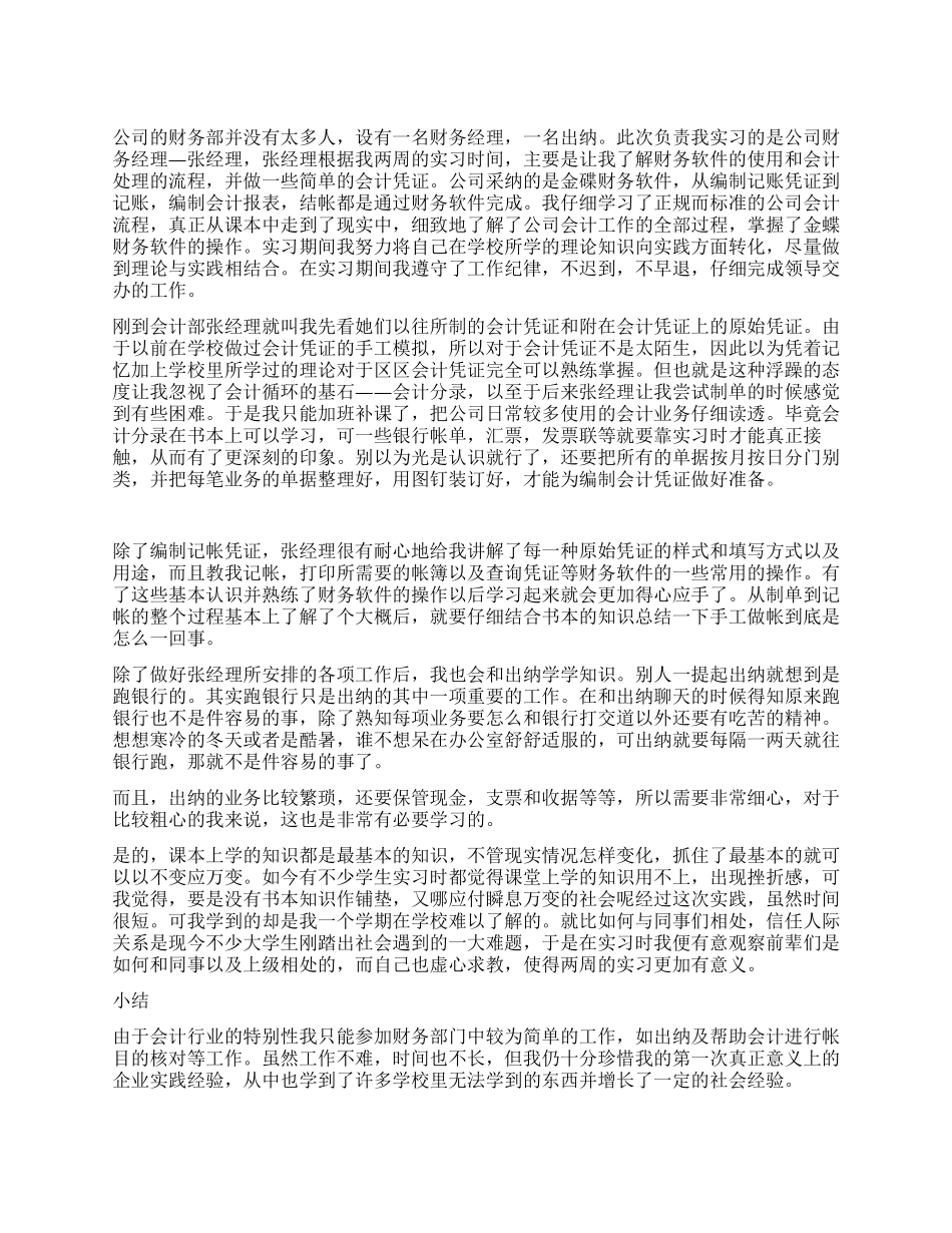 毕业生会计电算化实习总结报告_第1页