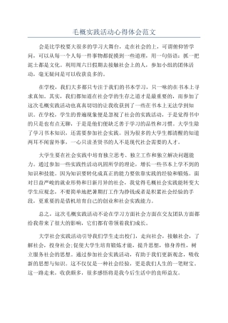 毛概实践活动心得体会范文