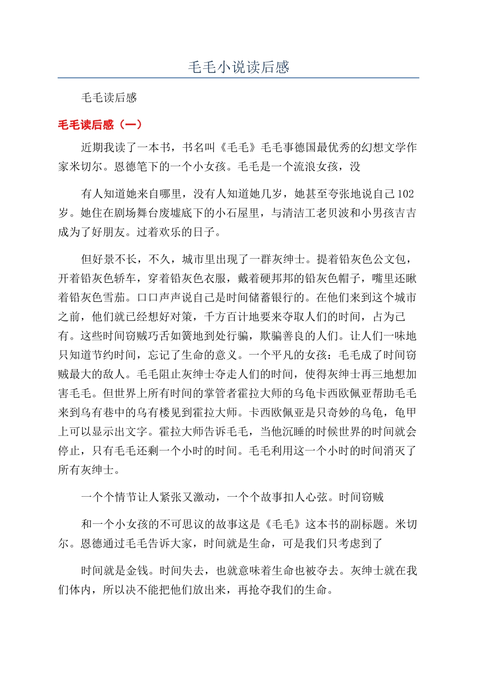 毛毛小说读后感_第1页