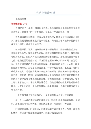 毛毛小说读后感