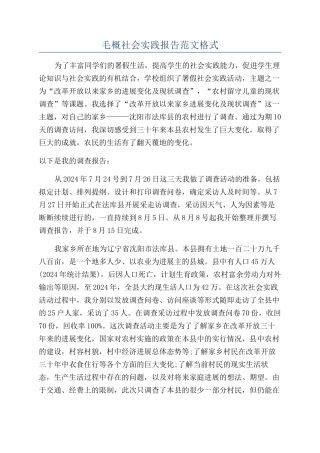 毛概社会实践报告范文格式