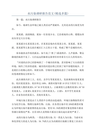 水污染调研报告范文