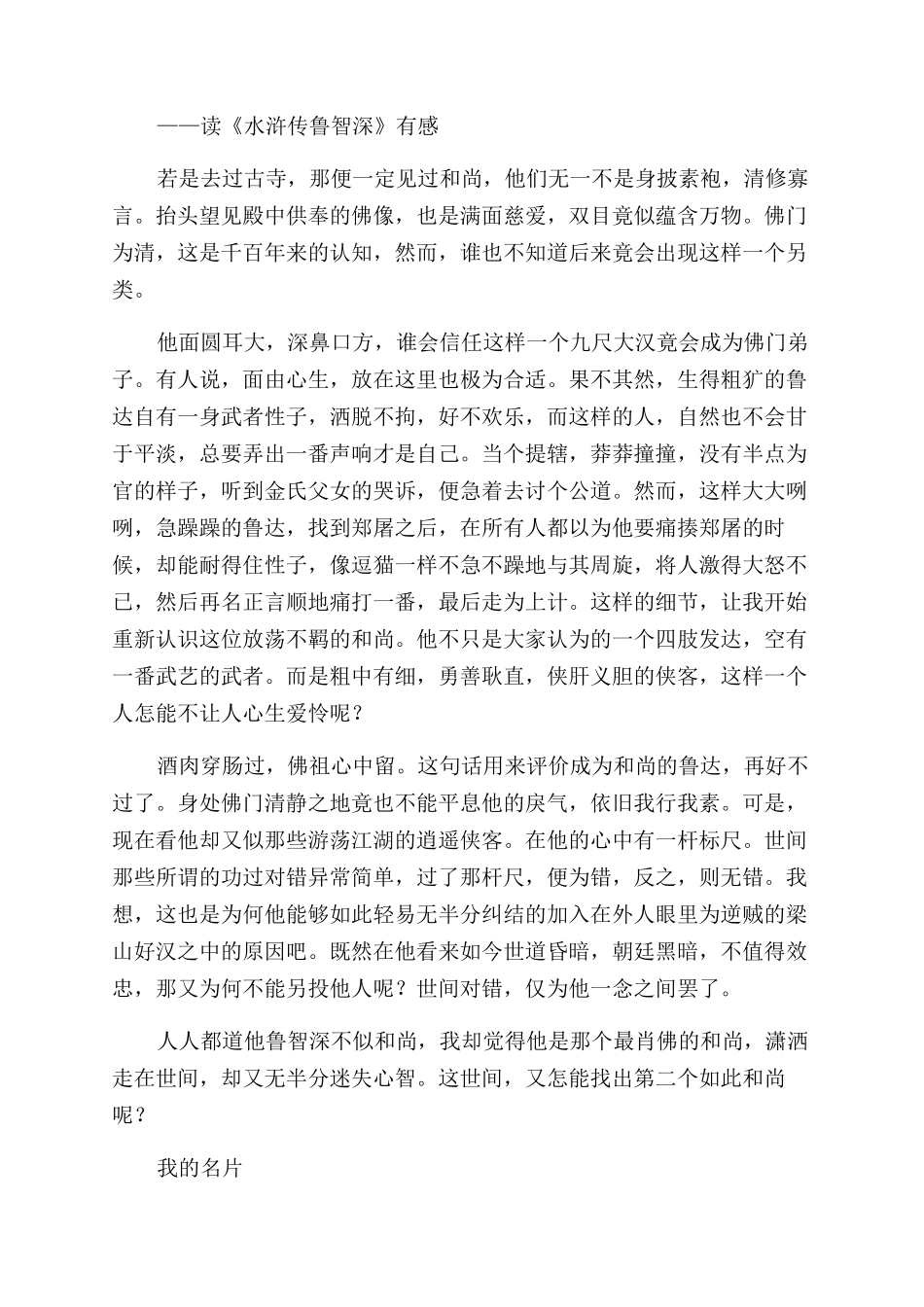 水浒传鲁智深读后感_第3页