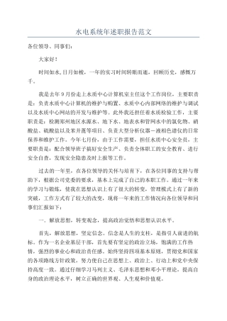 水电系统年述职报告范文