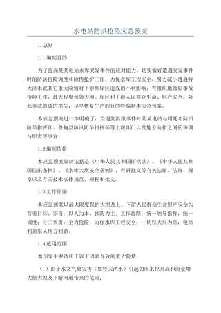 水电站防洪抢险应急预案