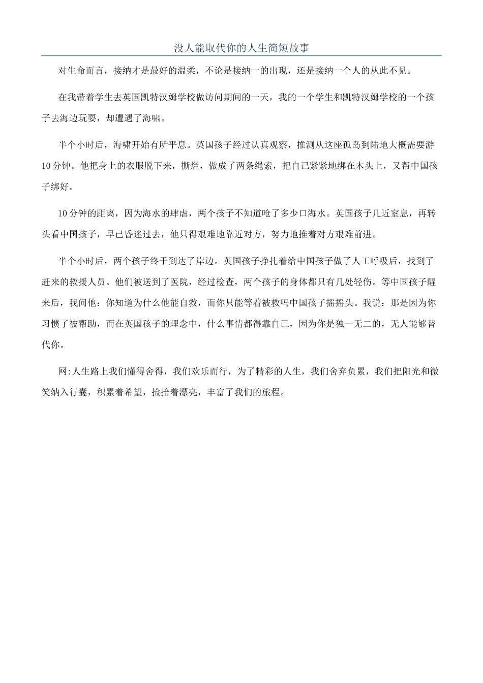 没人能取代你的人生简短故事_第1页