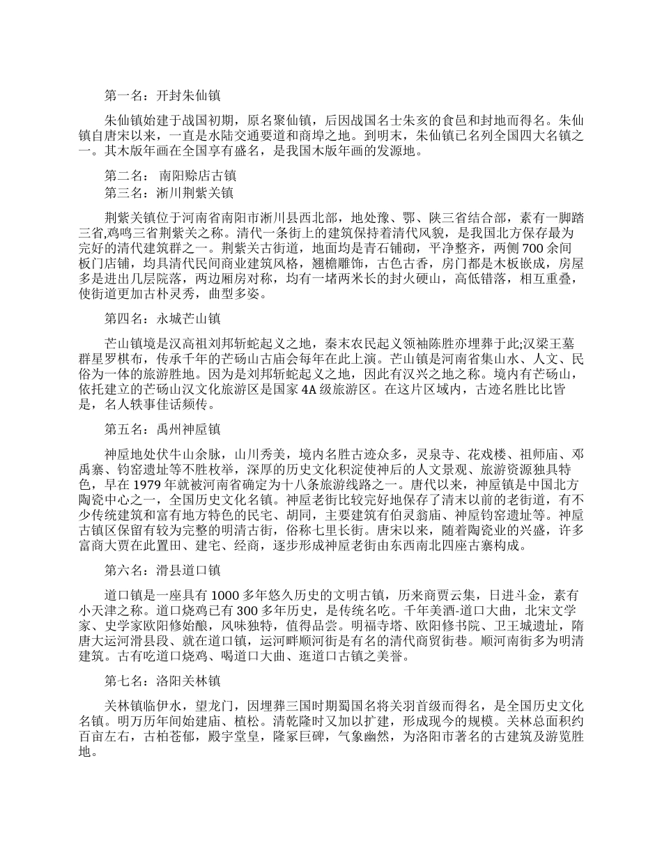 河南最美古镇排名_第1页