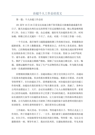 治超个人工作总结范文