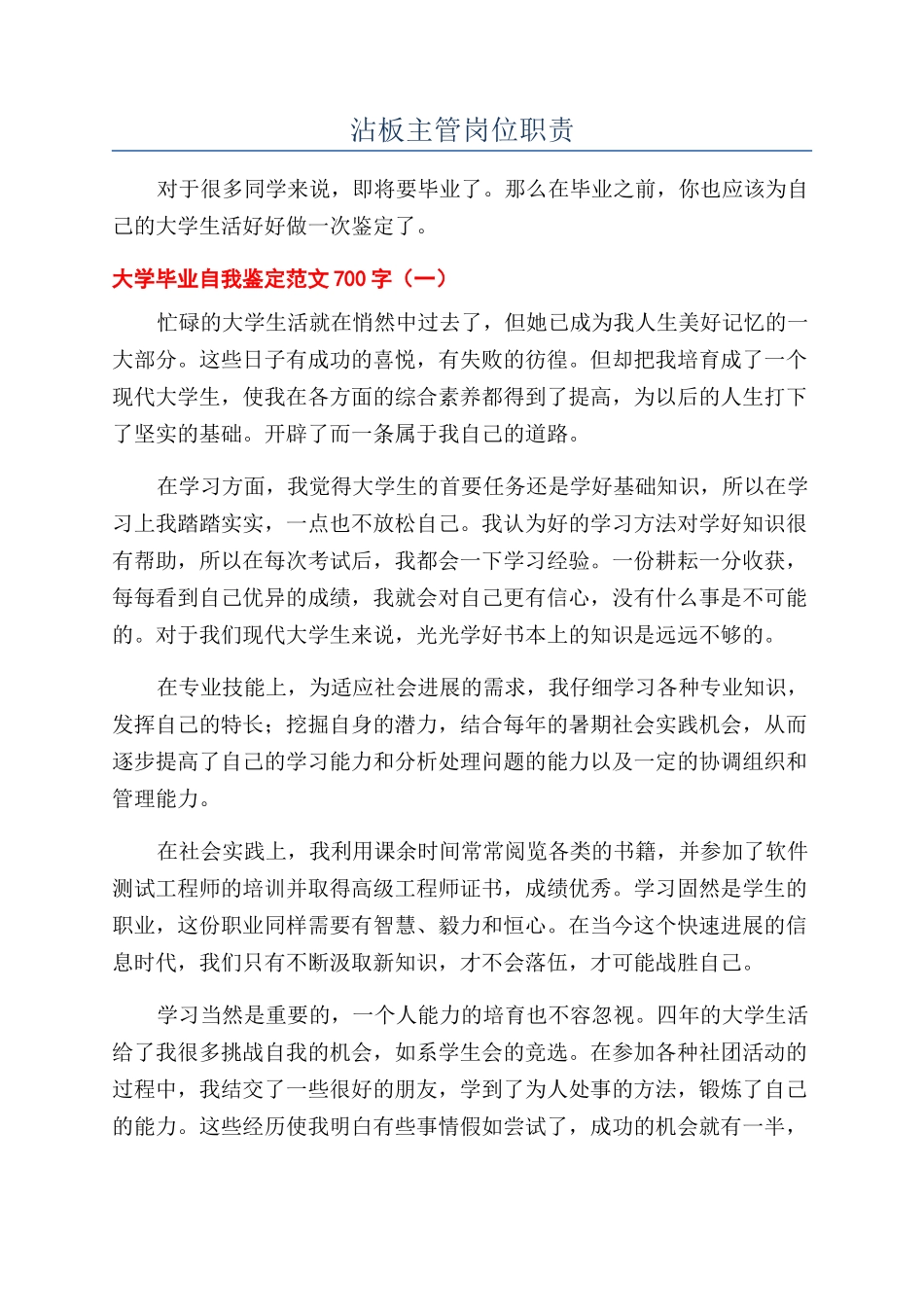 沾板主管岗位职责_第1页