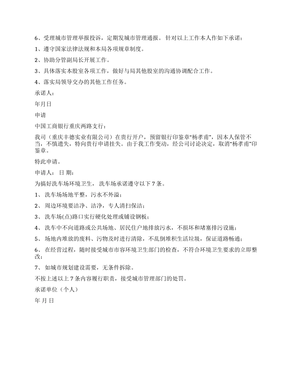 洗车场卫生承诺书四篇_第2页