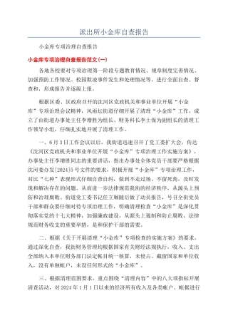 派出所小金库自查报告