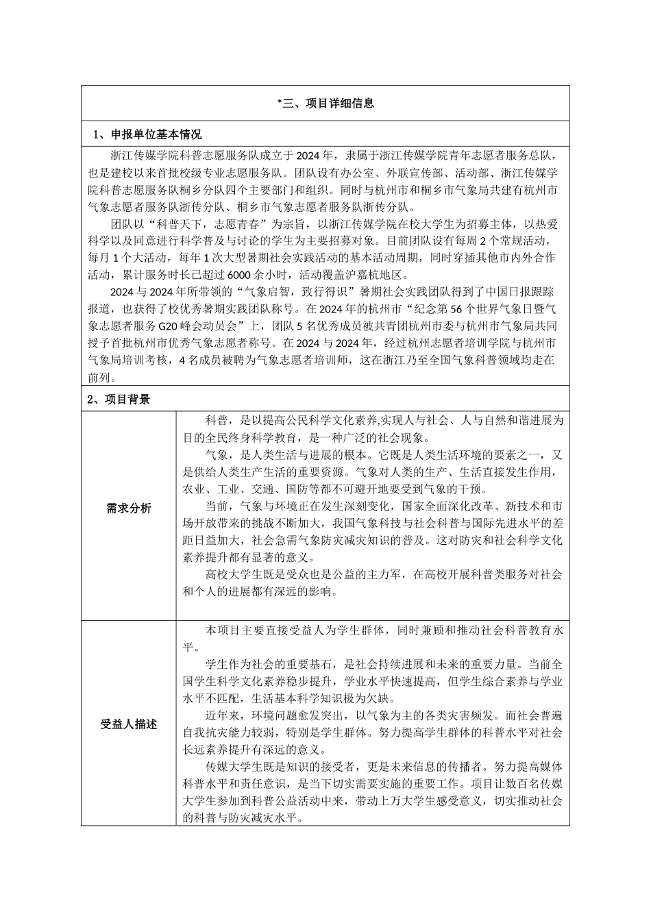 浙江省志愿服务项目大赛申报表_第3页