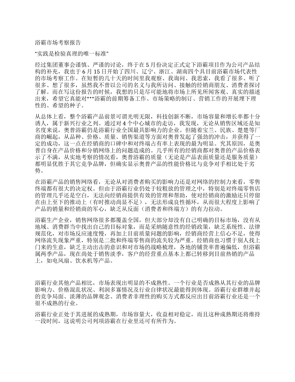 浴霸市场考察报告_第1页