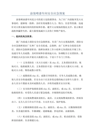 涂装喷漆车间安全应急预案