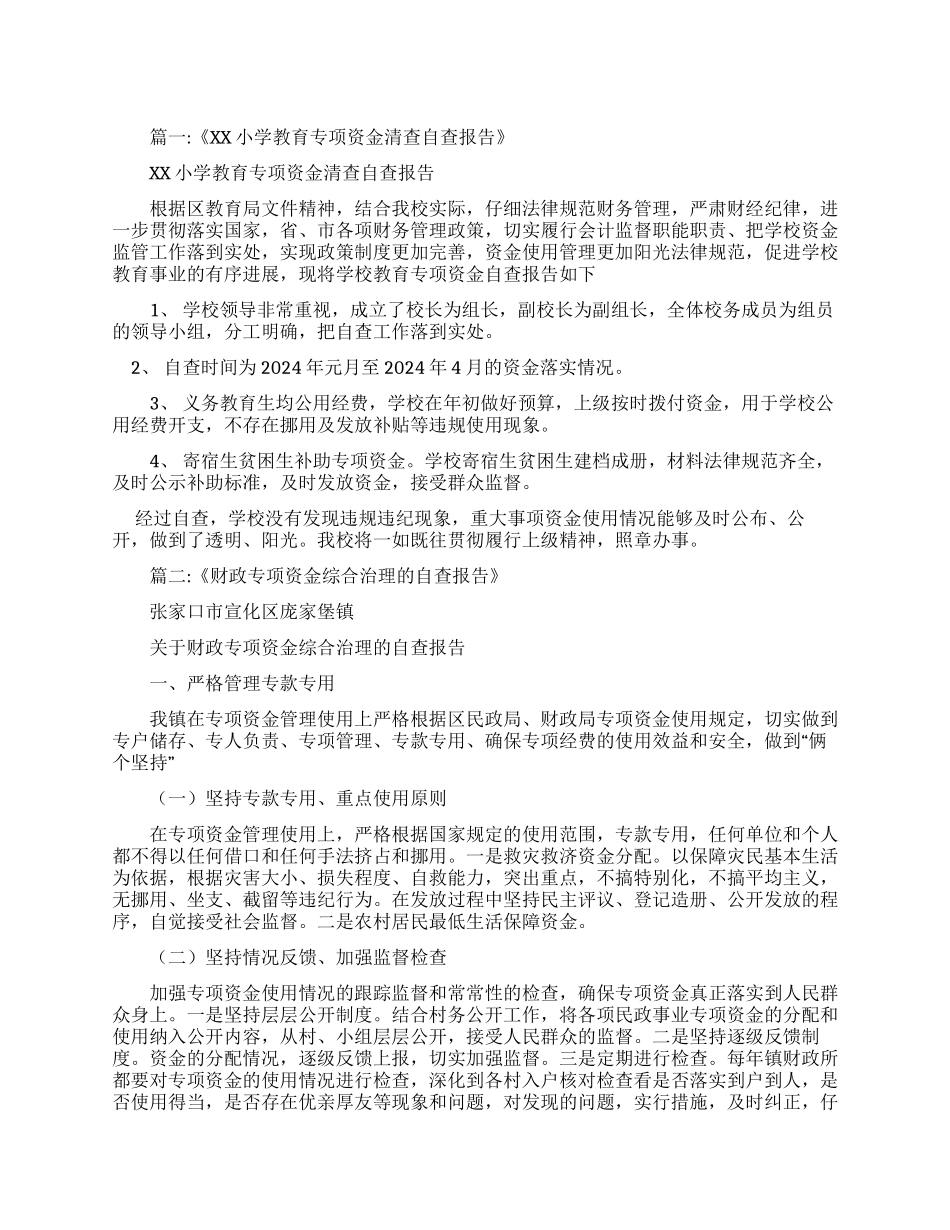 清理资金自查报告_第1页