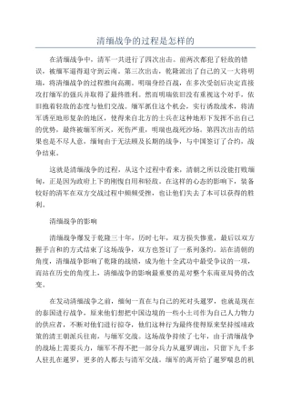 清缅战争的过程是怎样的