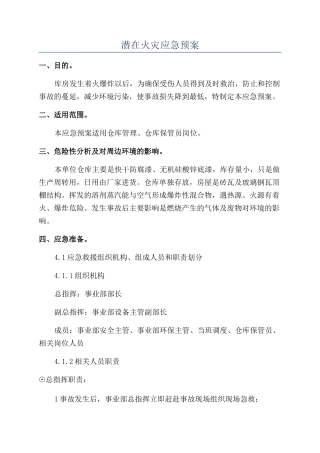潜在火灾应急预案
