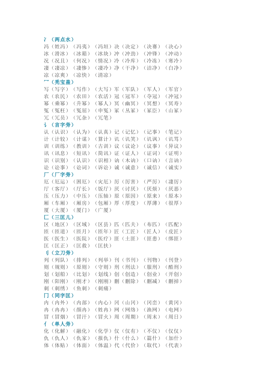 小学语文1-6年级“根据偏旁写汉字”15个集锦_第1页