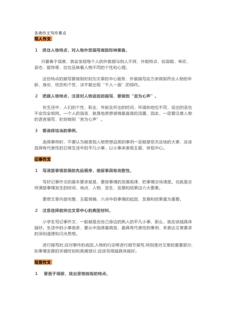 小学语文各类作文写作要点