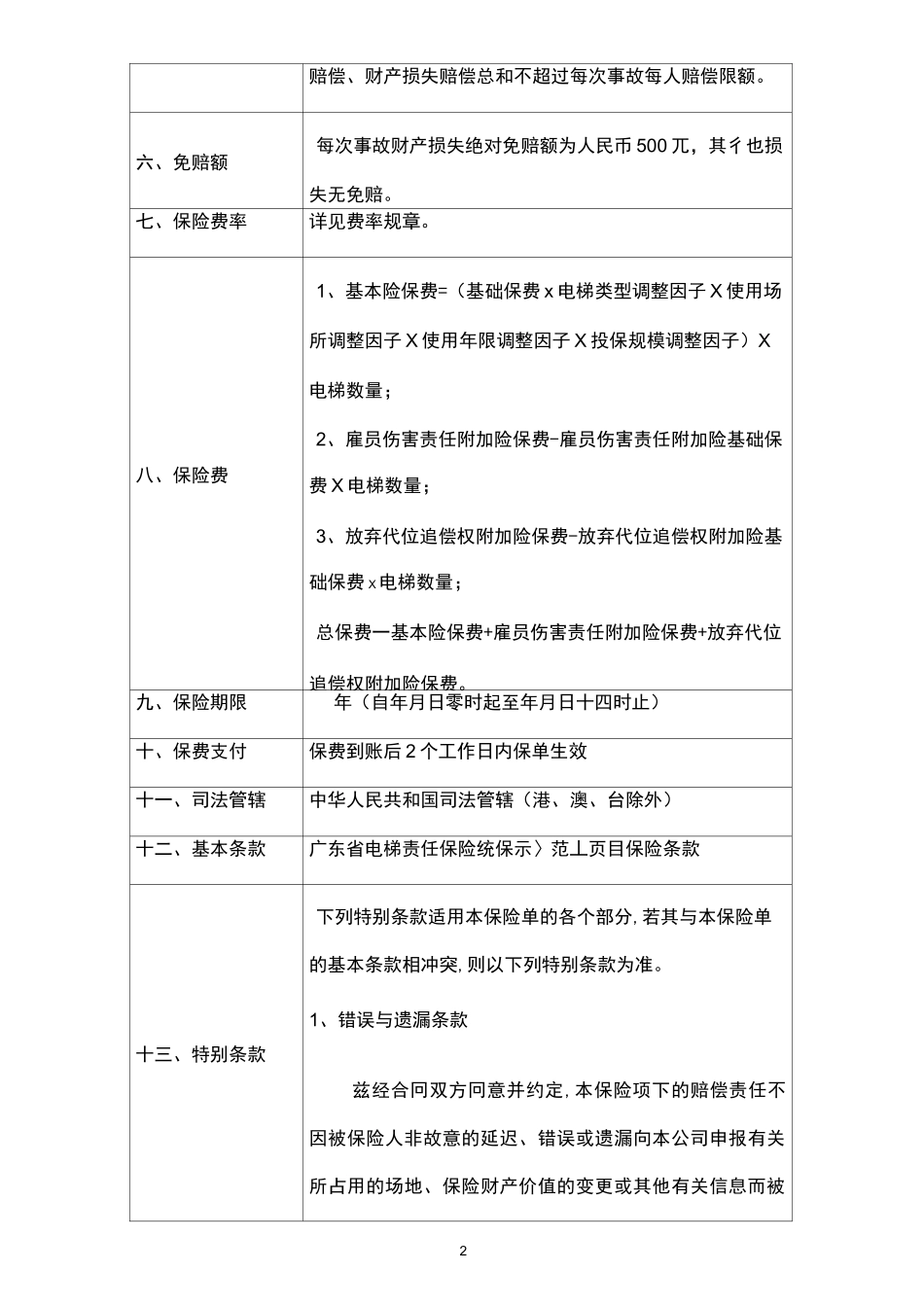 收费标准(公众责任险附加电梯责任险).._第3页
