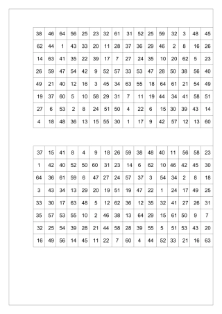 舒尔特表(64格)