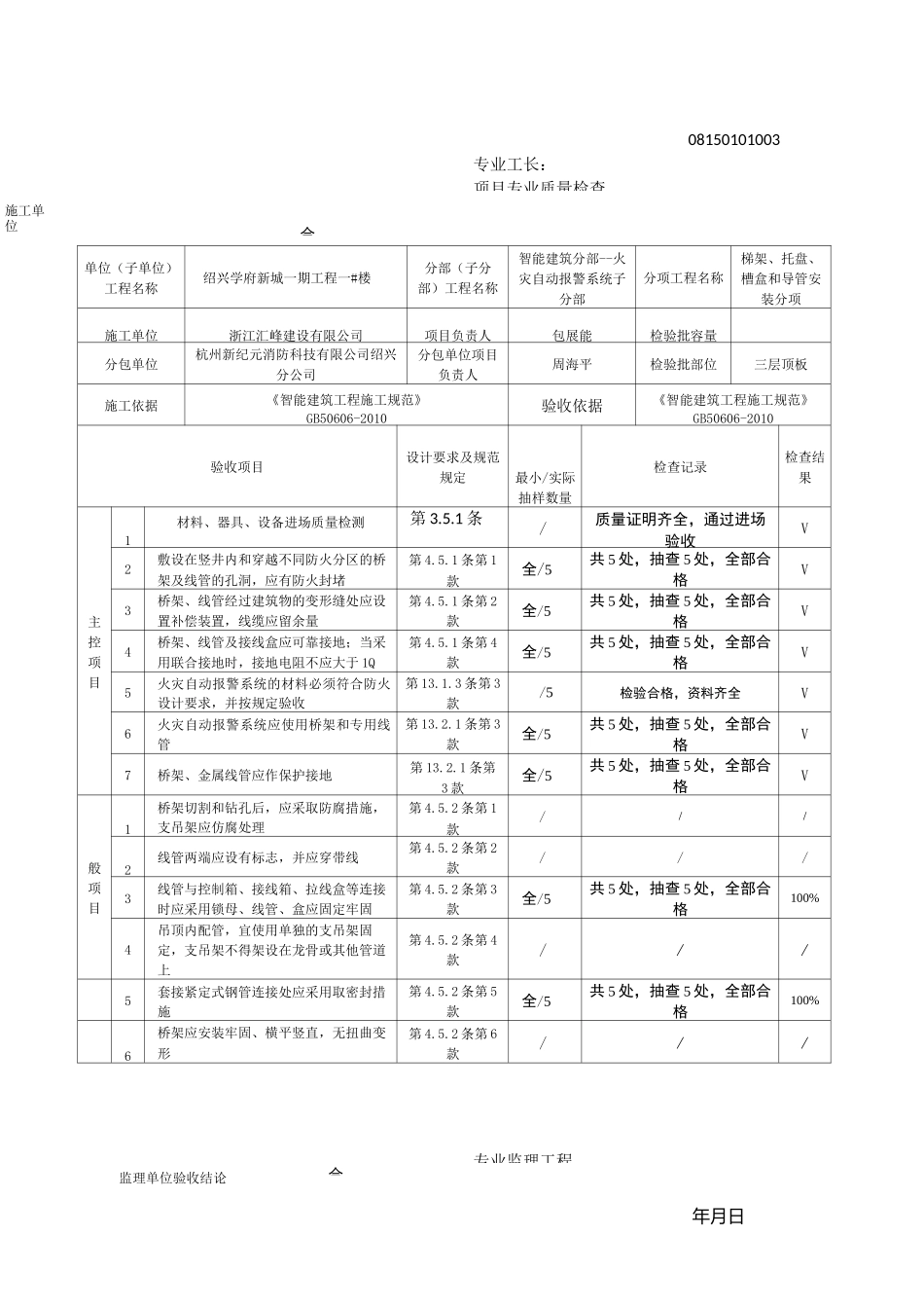 梯架、托盘、槽盒和导管安装检验批质量验收记录_第3页
