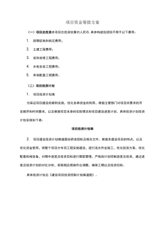 项目开发资金筹措方案样板