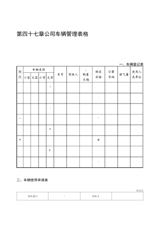 公司车辆管理表格
