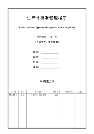 生产件批准管理程序