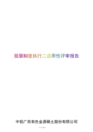 规章制度执行及适用性评审报告 