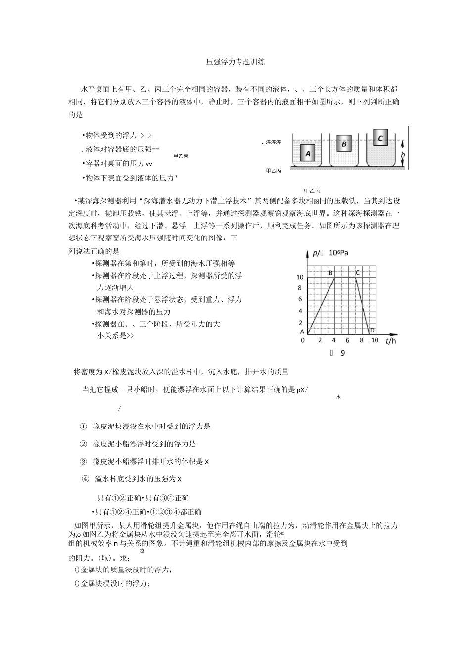 中考压强浮力专题_第1页