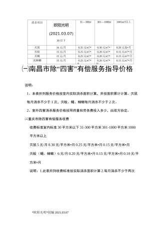 2021年除四害标准