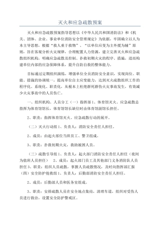灭火和应急疏散预案