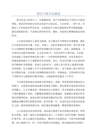 烈日下的卡尔纳克