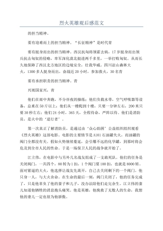 烈火英雄观后感范文