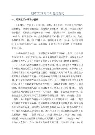 烟草2024年半年总结范文