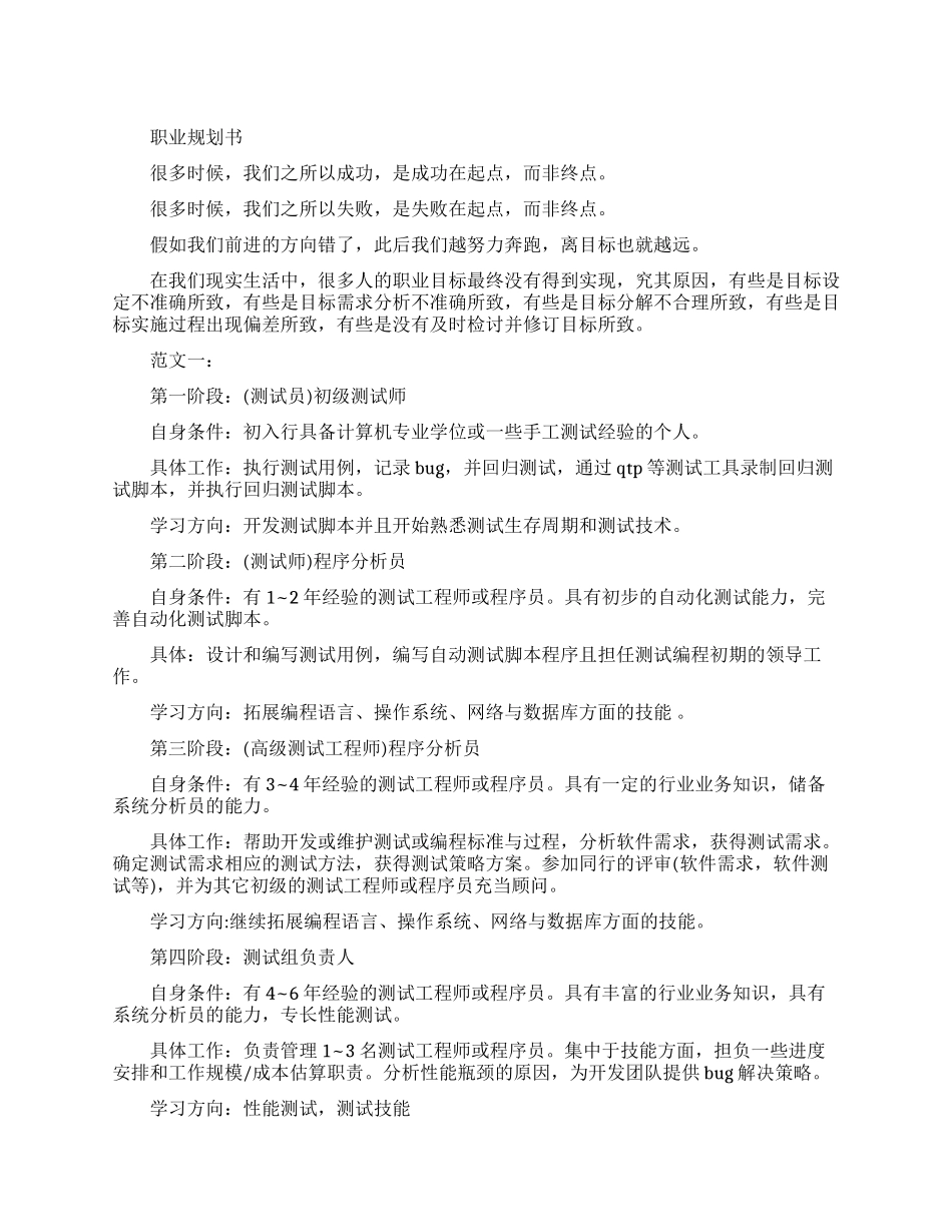 热门职业规划书范文_第1页