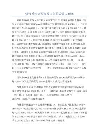 煤气系统突发事故应急抢险救灾预案