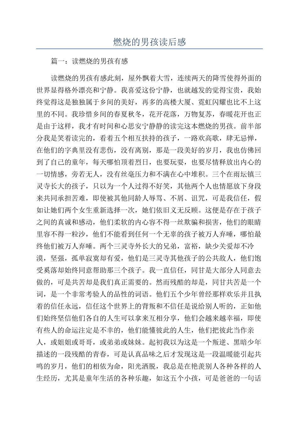 燃烧的男孩读后感_第1页