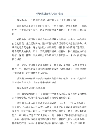 爱因斯坦传记读后感