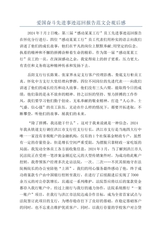 爱国奋斗先进事迹巡回报告范文会观后感