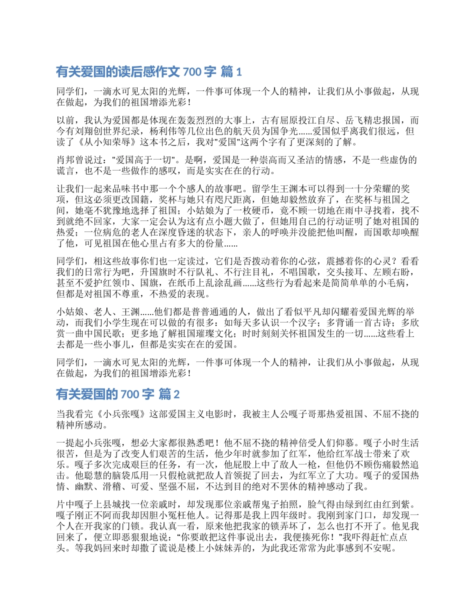爱国的读后感作文700字_第1页