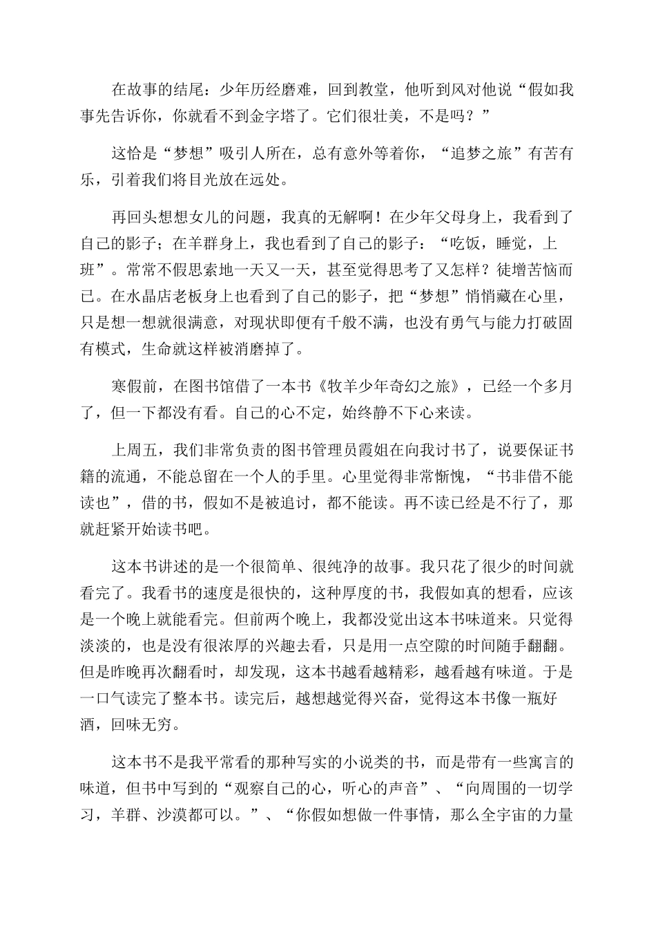 牧羊少年奇幻之旅读后感_第2页